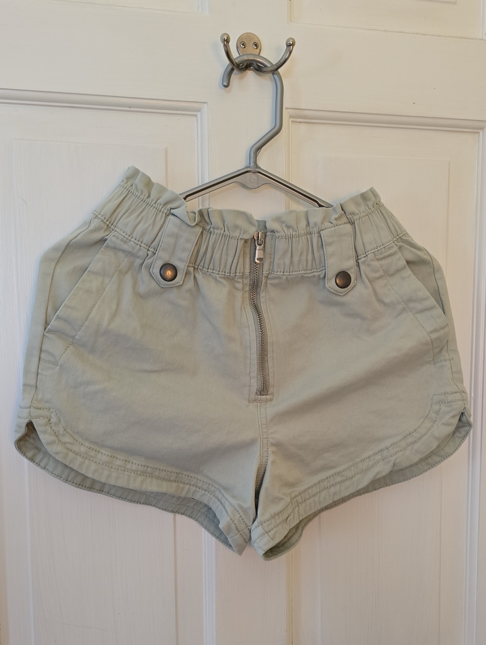 Celebrity Pink High-Waist Sage Green Utility Shorts